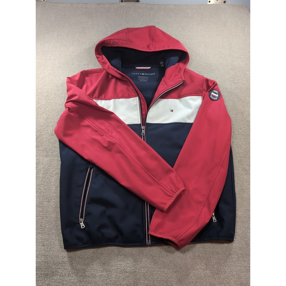 Tommy Hilfiger Men's Lightweight Water Resistant Red White Navy Large